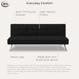 Serta® Rane Futon Sofa Bed 66.1", 3-in-1 Convertible Couch Sleeper for Small Spaces, Tufted Back, Twin Size Guest Bed, Black Woven Fabric Serta