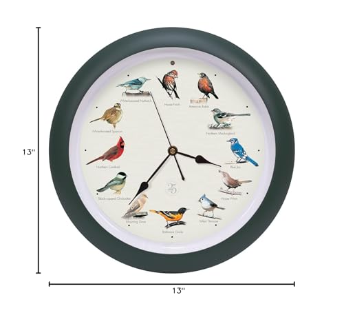 Mark Feldstein & Associates The Original Singing Bird Clock 25th Anniversary Edition, As Seen On TV (13 Inch, Matte Green) Mark Feldstein & Associates