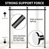 Room Divider, Curtain Rods No Drilling, Adjustable 48-120in (H) 30-140in(W) Tension Rods, Partition Hanging Room Dividers, Self Stand Curtain Divider for Room Separation (Black) necvha