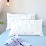 Bildenly Comforter Set Full Size White - Light Blue Bow Quilt Bedding Set 3 Pieces, Comforter Set Full, Soft & Lightweight Comforter(79‘’ x 90‘’) for Girl All Season & 2 Pillow Cases(30‘’x20‘’) Bildenly