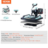 VEVOR 5 in 1 Heat Press Machine Combo with 30 OZ Tumbler Press & Hat Press 12x15 inch Heat Press for T-Shirts, Hats Caps Tumblers Glass Cans Mugs, and Plates (Green & Black) VEVOR