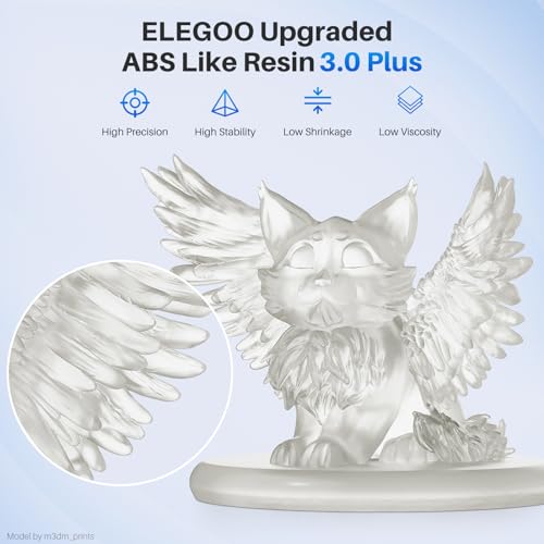 ELEGOO ABS-Like Resin 3.0 Plus, 3D Printer Resin with Low Viscosity and High Precision, 405nm Rapid UV-Curing Photopolymer Resin, 3D Resin for LCD/DLP 3D Printing, Translucent 1000G