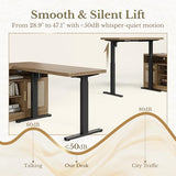 Perledesign Height Adjustable Electric Standing Desk, 48 x 24 Inches Sit Stand up Desk with 2 File Cabinets, AC/USB, 1.18" Desktop, L Shaped Rattan Computer Desk for Home and Office, Natural Oak Perledesign