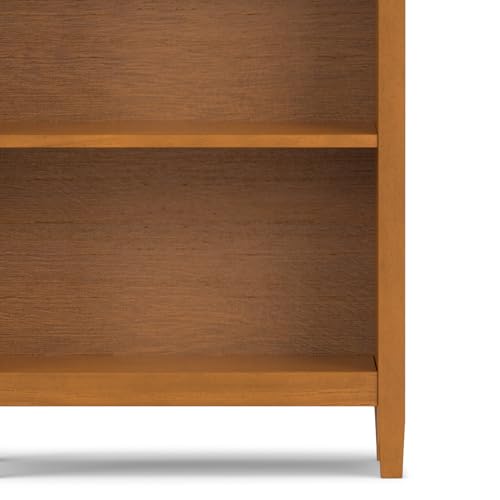 SIMPLIHOME Warm Shaker SOLID WOOD Transitional 5 Shelf Bookcase for The Living, Study Room and Office, 26 inch, Light Golden Brown - WoodArtSupply