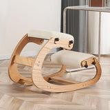 HoeuThien Ergonomic Kneeling Chair, Adjustable Rocking Office Chair Wooden Knee Chair Posture Chair for Home Office Back Pain Relief, Beige HoeuThien