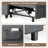 Ahomly Convertible Sofa Chair Bed, 3-in-1 Multi-Functional Sleeper Chair Bed, Adjustable Backrest Recliner with Modern Linen Fabric for Living Room Bedroom Apartment Small Space, Dark Grey