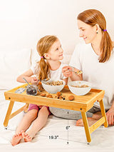 Bamboo Bed Tray Table with Foldable Legs, Breakfast Tray for Sofa, Bed, Eating, Working, Used As Laptop Desk Snack Tray by Pipishell Pipishell