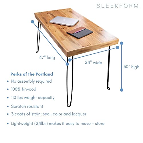 Sleekform Portable Folding Desk - Wood Foldable Table - No Assembly Easy Fold Desks for Small Spaces - Space Saving Collapsible Computer Tables for Work, Writing, Crafts - WoodArtSupply