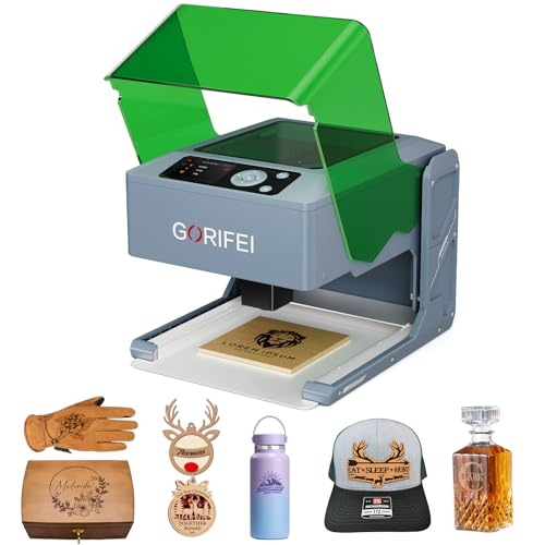 Gorifei F1 5000mW Laser Engraver Machine, Portable & Smart with Display Screen, Wireless/SD Card/Offline Engraving, Deeplaser Self Developed System for Wood, Acrylic, Leather, Laser Class 1 GORIFEI