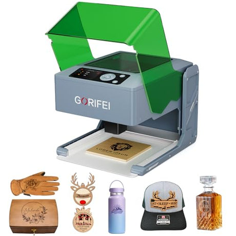 Gorifei F1 5000mW Laser Engraver Machine, Portable & Smart with Display Screen, Wireless/SD Card/Offline Engraving, Deeplaser Self Developed System for Wood, Acrylic, Leather, Laser Class 1 GORIFEI