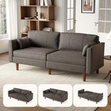 ONBRILL 71" Futon Sofa Bed,Convertible Sleeper Couch with Adjustable Backrest, Folding Loveseat for Apartment, Living Room, Office, Faux Leather,Brown ONBRILL
