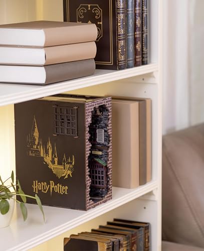 Revell Book Nook Kit Harry Potter - Diagon Alley Miniature DIY Kit 9" Booknook 3D Wooden Puzzle with LED Light Bookshelf Décor Gift for Adults Women Men