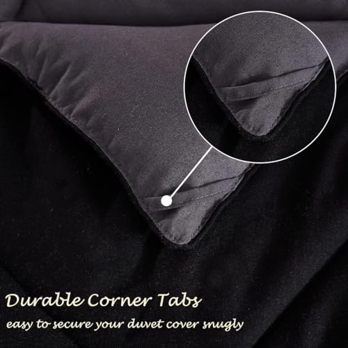 Wamsound Twin Comforter Set Black - 3 Pieces Luxury Soft and Lightweight Down Alternative Bedding Set Fluffy Blanket Quilt for All Season 1 Comforter(68"×86") & 1 Pillow Sham(20"×26") Wamsound