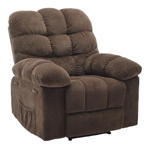Garvee Manual Recliner Chair,Ergonomic Overstuffed Breathable Fabric Reclining Chair with Side Pockets,q235 Steel Frame Lazy Boy Recliner Single Sofa for Living Room Bedroom