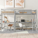 Harper & Bright Designs L-Shaped Loft Bed with Desks, Wood Twin Size Loft Bed with Ladder & 2 L-Shaped Desks, Corner Twin Bed for Kids, Teens, Adults (Gray) Harper & Bright Designs