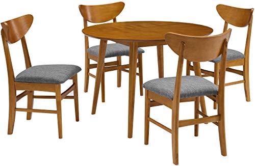 Crosley Furniture Landon 5-Piece Mid Century Round Dining Table Set for 4, Acorn Crosley Furniture