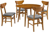 Crosley Furniture Landon 5-Piece Mid Century Round Dining Table Set for 4, Acorn Crosley Furniture