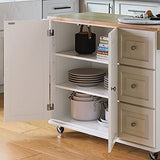 Homestyles Mobile Kitchen Island Cart with Wood Drop Leaf Breakfast Bar, Off White,Soft White, 54 Inch Width homestyles