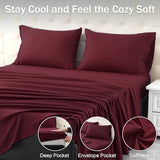 MICORAL Queen Bed Sheets Set, Soft Breathable Bedding Sheet Set, Sheets Set with 16" Deep Pocket Design (4 Pieces, Queen, Wine Red) MICORAL