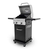 Megamaster 2-Burner Propane Barbecue Gas Grill with Foldable Side Tables, Perfect for Camping, Outdoor Cooking, Patio, Garden Barbecue Grill, 28000 BTUs, Silver and Black, 720-0864MA Megamaster