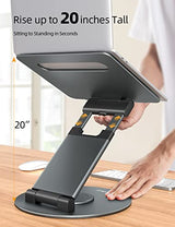 Nulaxy Telescopic 360 Rotating Laptop Stand for Desk Adjustable Height Swivel Pull Out Design Ergonomic Laptop Riser Standing Desk Converter Fits All 10-17" Laptops Computer MacBook, Gray Nulaxy