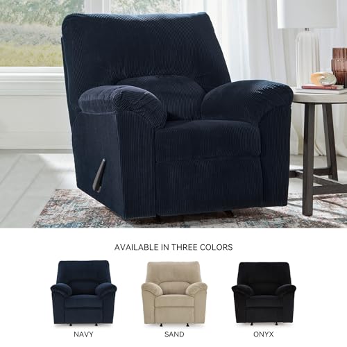 Signature Design by Ashley SimpleJoy Casual Rocker Recliner with Pillow-Top Armrest, Dark Blue