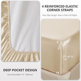 CozyLux Satin Sheets Queen Size Bed Set - 4 Piece Silky Queen Sheet Set, Luxury Champagne Queen Sheets with Smooth and Soft Microfiber, Includes 1 Fitted Sheet, 1 Flat Sheet and 2 Pillowcases CozyLux