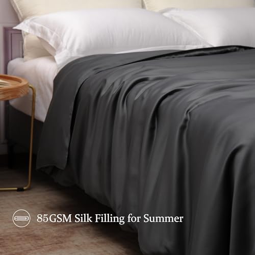 CUDDLE DREAMS Lightweight Silk Filled Comforter for Summer, Detachable Tencel Duvet Cover for Easy Care, Naturally Breathable (Steel Gray, Twin) CUDDLE DREAMS
