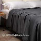 CUDDLE DREAMS Lightweight Silk Filled Comforter for Summer, Detachable Tencel Duvet Cover for Easy Care, Naturally Breathable (Steel Gray, Twin) CUDDLE DREAMS