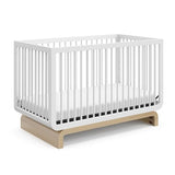 Storkcraft Santorini Deluxe 5-in-1 Convertible Crib with Bonus Toddler Guardrail (White with Driftwood) – GREENGUARD Gold Certified, Toddler Guardrail Included in Box, Fits Standard Crib Mattress Storkcraft