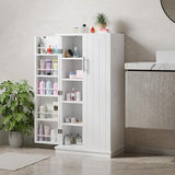 Shintenchi Kitchen Pantry Cabinet,5 - Layer Storage Cupboard with Adjustable Shelves for Organizing and Storing Food Items,47'' Versatile Buffet Sideboard for Kitchen, Bathroom and Laundry,White Shintenchi
