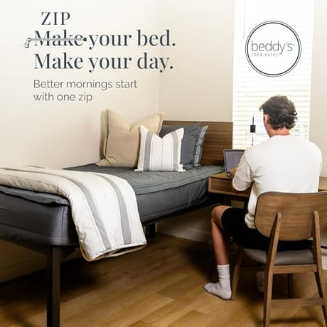 Beddy's All in One Bed in a Bag Zipper Bedding Set, Bottom Sheet, Cuddle Blanket, Comforter, Pillowcase(s) & Sham(s), Minky Interior Sheets with Comforter, Zip Bedding for Dorms, Bunks, Kids & Adults Beddy's