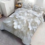 YFIOYI Flowers Comforter Set, Minimalist Bedding Set, Gentle Decorative 3 Piece Bedding Set with 2 Pillow Shams, with Zipper（Long Single） YFIOYI