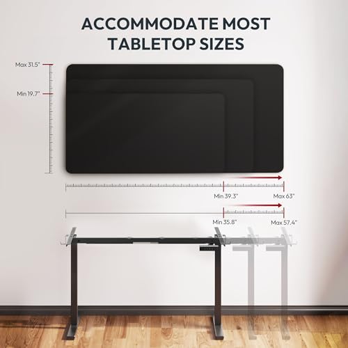 SANODESK Single Motor 2 Stage Electric Height Adjustable Standing Desk Frame Heavy Duty 176lbs Load Capacity for Home Office (Black Frame Only) SANODESK