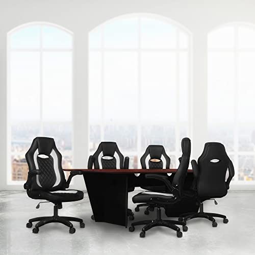 Regency Array 96" Conference Table with Built-in Power & Data Grommet – Modern Tapered Leg Design, Cable Management, Meeting & Boardroom Table Seats 4-8 People (Cherry, Black) Regency
