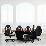 Regency Array 96" Conference Table with Built-in Power & Data Grommet – Modern Tapered Leg Design, Cable Management, Meeting & Boardroom Table Seats 4-8 People (Cherry, Black) Regency