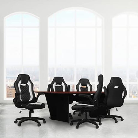 Regency Array 96" Conference Table with Built-in Power & Data Grommet – Modern Tapered Leg Design, Cable Management, Meeting & Boardroom Table Seats 4-8 People (Cherry, Black) Regency