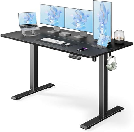 Marsail Electric Standing Desk, Adjustable Height Stand up Desk, 55 x 24 Inches Sit Stand Home Office Desk, Computer Desk, Black Marsail