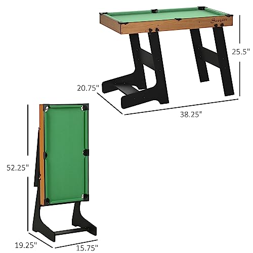 Soozier 38" Foldable Billiards Tabletop Game, Pool Table Set, Fun for The Whole Family with Easy Folding for Storage, Balls, Cues, Chalk, Brush for Game Room, Man Cave - WoodArtSupply