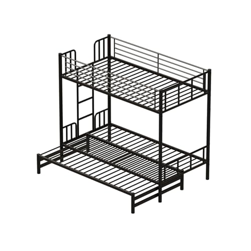 KEIKI Twin Over King Bunk Bed, Extendable Bunk Beds, Pull-Out Bunk Bed Frame Can Be Extendable, No Box Spring Needed KEIKI
