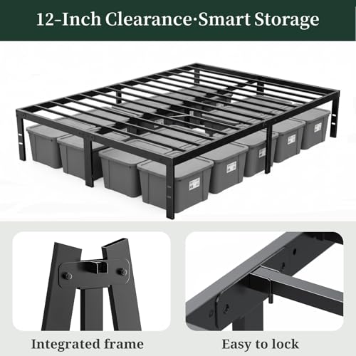 Full Size Bed Frame, 14 Inch Metal Platform Bed Frames with Heavy Duty Steel Slat Support, No Box Spring Needed, Easy Assembly, Under Bed Storage SageNest