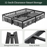 Full Size Bed Frame, 14 Inch Metal Platform Bed Frames with Heavy Duty Steel Slat Support, No Box Spring Needed, Easy Assembly, Under Bed Storage SageNest