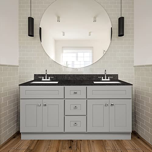 Design House Brookings 60 Inch Bathroom Vanity, Ready to Assemble, Solid Wood, Sherwin Williams® Gray, 599019-GRY Design House