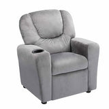 Naomi Home Suri Kids Recliner Chair with Cup Holder & Footrest, Built to Grow with 150 lbs Capacity, Solid Hardwood Frame, and 3 Recline Positions for Toddlers & Children, Gray,Microfiber
