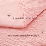 FUANNA Pink Full Size Comforter Sets 7 Pieces, Luxury Seersucker Bed in a Bag Full for All Seasons, Soft Bed Sets with Comforter, Flat Sheet, Fitted Sheet, Pillowcases & Shams for Bedroom FUANNA