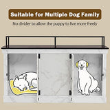 MCombo Large Dog Crate Furniture TV Stand, Wooden Dog Kennel with Double Doors, Indoor Furniture Style Dog Crate House End Table, 1861 (White) MCombo