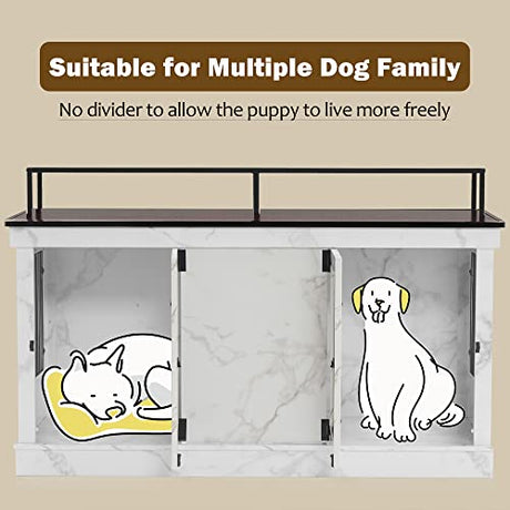 MCombo Large Dog Crate Furniture TV Stand, Wooden Dog Kennel with Double Doors, Indoor Furniture Style Dog Crate House End Table, 1861 (White) MCombo