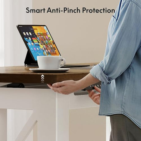 FLEXISPOT L-Shaped Standing Desk with Drawer, 55"x48" Sit Stand Executive Table, Height Adjustable Corner Desk for Home Office, Large Workspace, Cherry Top FLEXISPOT