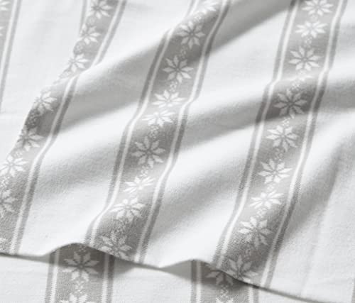Eddie Bauer - Queen Sheets, Cotton Flannel Bedding Set, Brushed For Extra Softness, Cozy Home Decor (Snowflake Fair Isle, Queen) Eddie Bauer