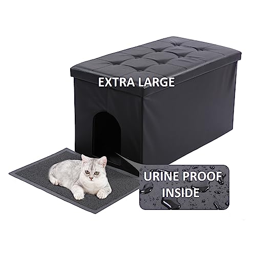 MEEXPAWS Cat Litter Box Enclosure Furniture Hidden, Cat Washroom Bench Storage Cabinet | Extra Large 36'' x 20'' x 20''| Dog Proof | Waterproof Inside/Easy Clean | Easy Assembly | Odor Control MEEXPAWS